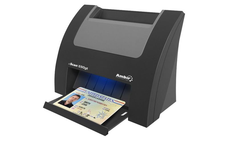 Ambir nScan 690gt - Duplex ID Card Scanner - 48-bit Color - 8-bit Grayscale - Duplex Scanning - USB