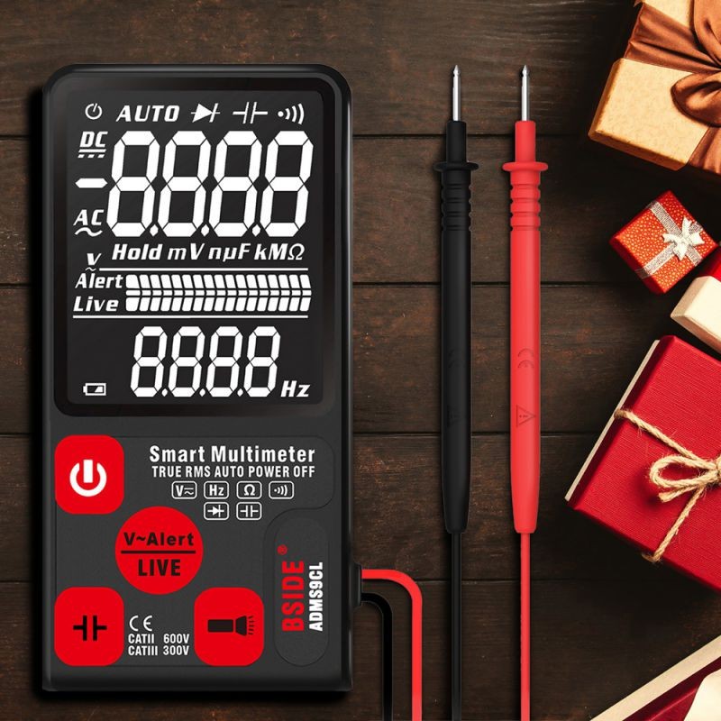 BSIDE 9999 Counts Smart Multimeter True RMS Digital Multimeter Measuring AC/DC Voltage Resistance Frequency with EBTN LCD Display DC/AC Voltage Meter Resistance Capacitance and Diode Tester