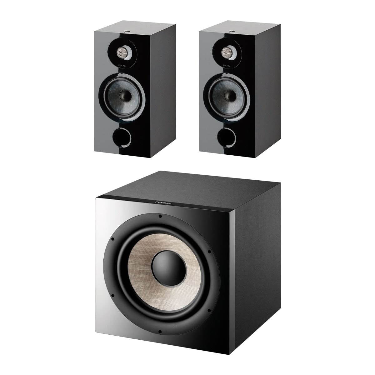 Focal Chora 806 Bookshelf Speakers with Sub 1000 F High Power Subwoofer (Black)