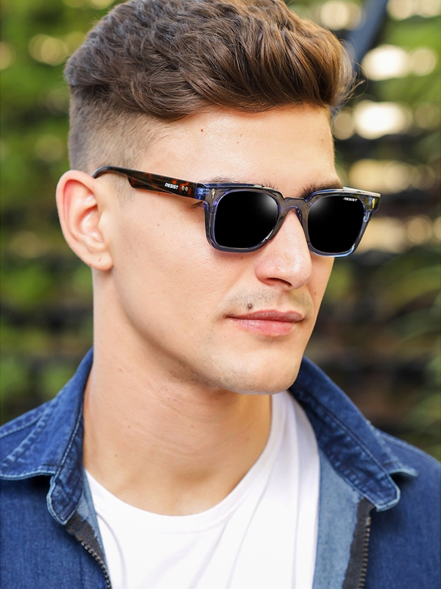 Resist Eyewear Black Wayfarer Polarised and UV Protected Lens Unisex Sunglasses