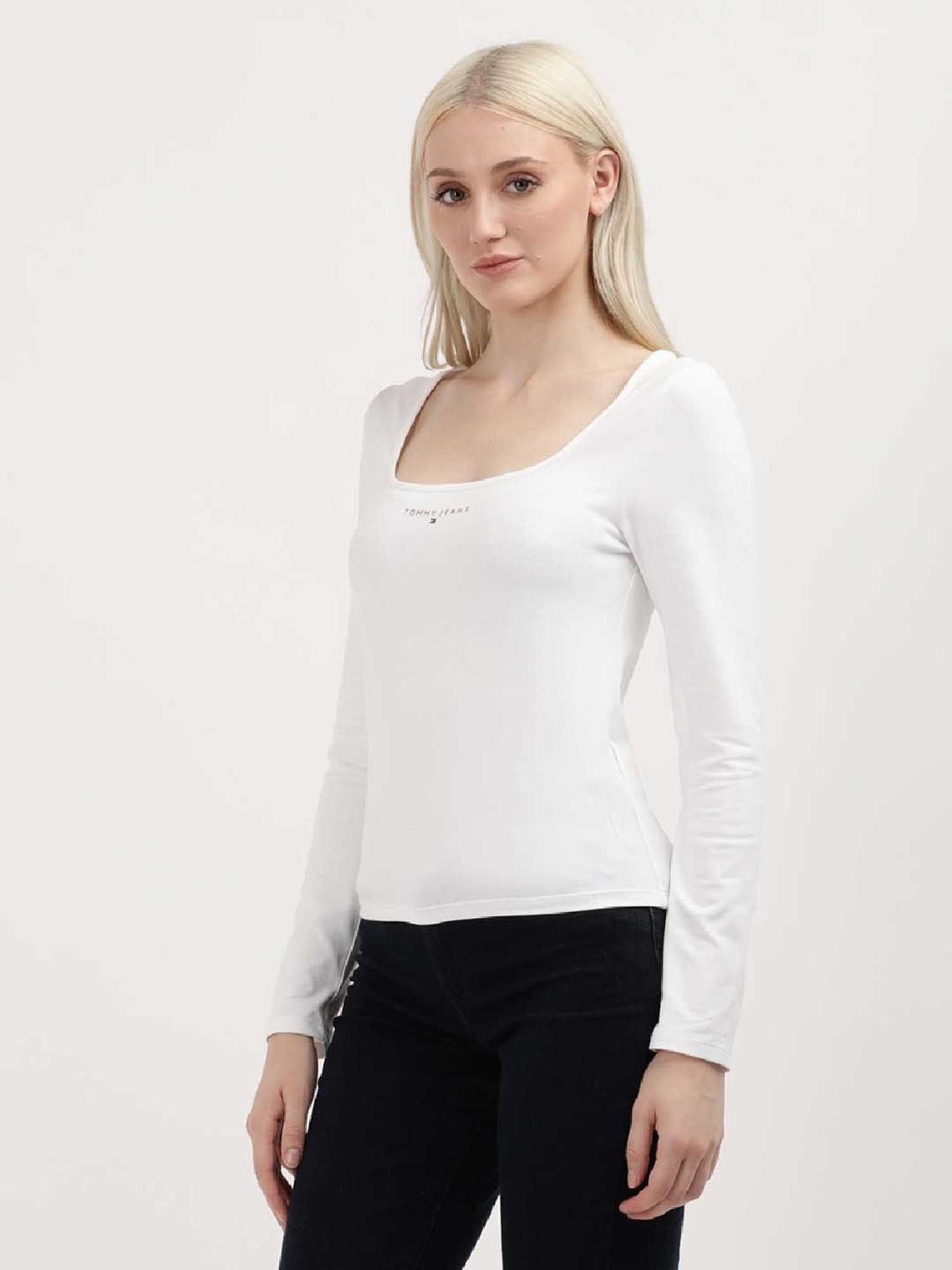 TOMMY HILFIGER White Cotton Logo Print Top