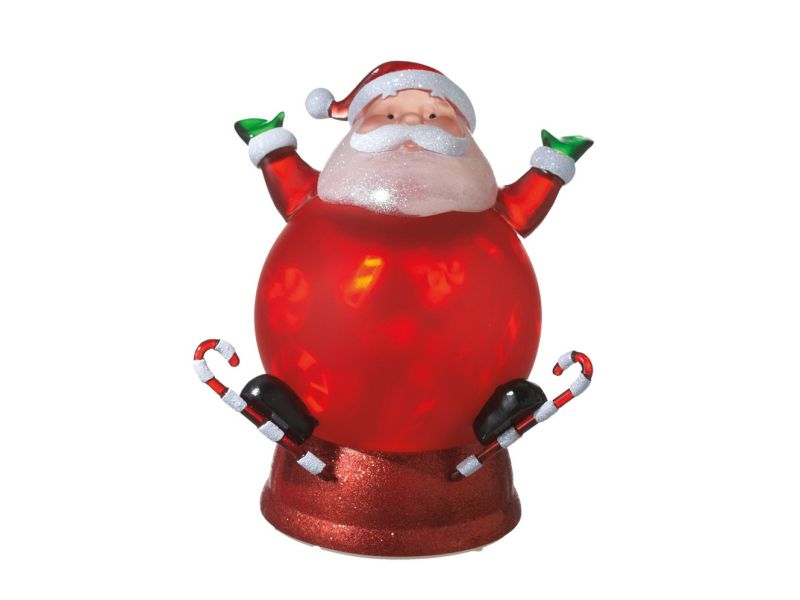 Diva At Home 7.5" Red Ice Skating Santa Claus Rotating Candy Tabletop Night Light