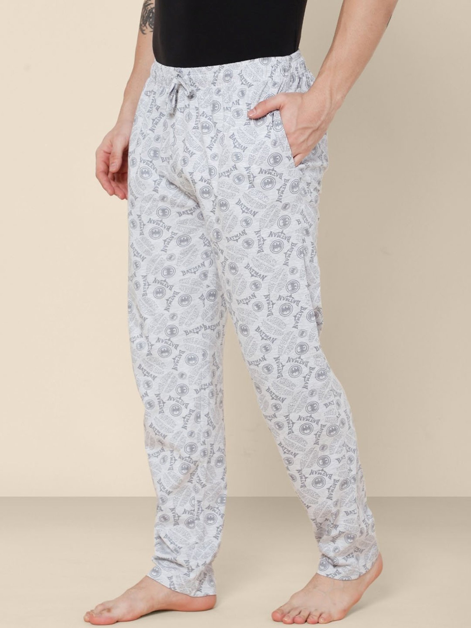 Free Authority Grey Cotton Regular Fit Batman Printed Nightwear Pyjamas