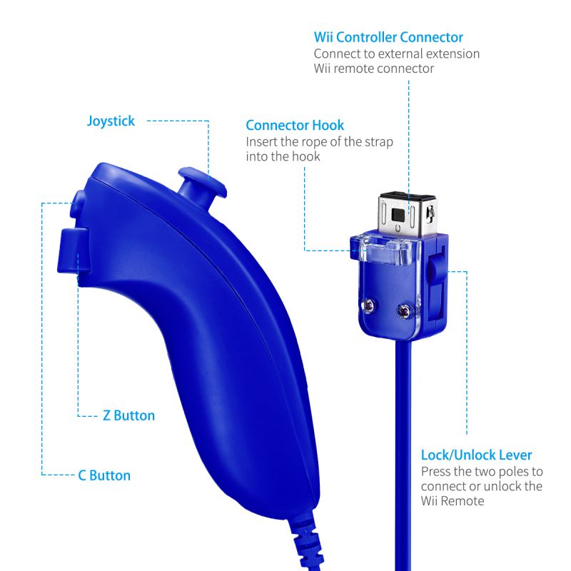 FirstPower Wii Nunchuck Controller,Nunchuck Joystick Gamepad Controller for Wii/Wii U Console (White)