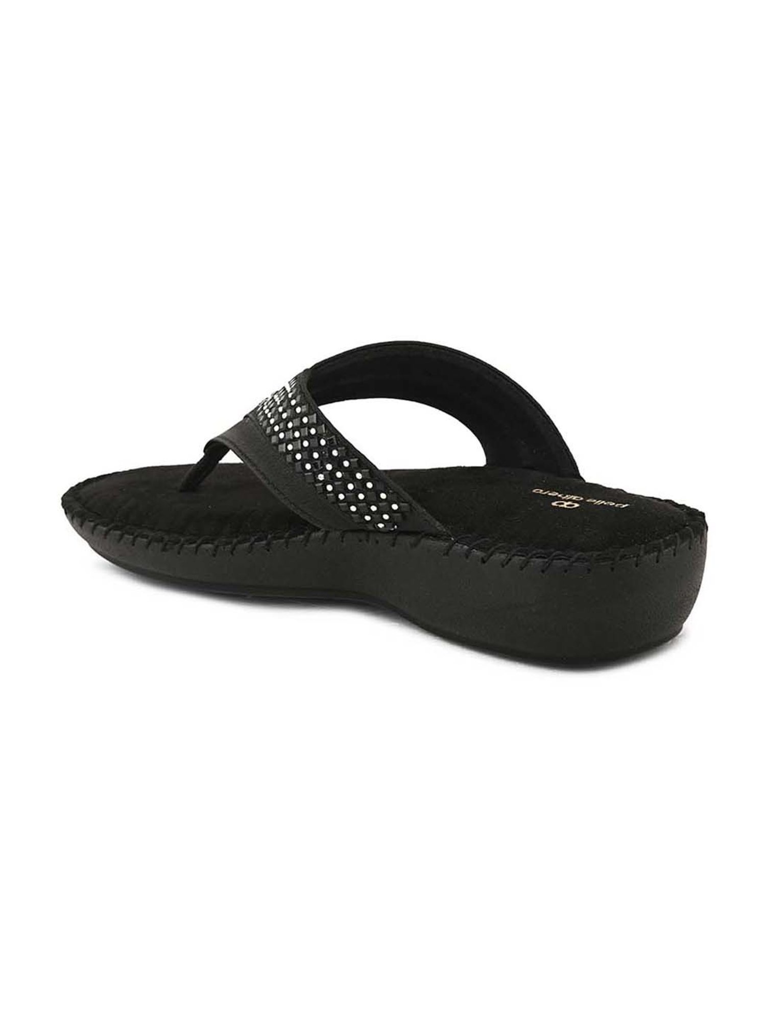 Pelle Albero Women's Black Thong Wedges