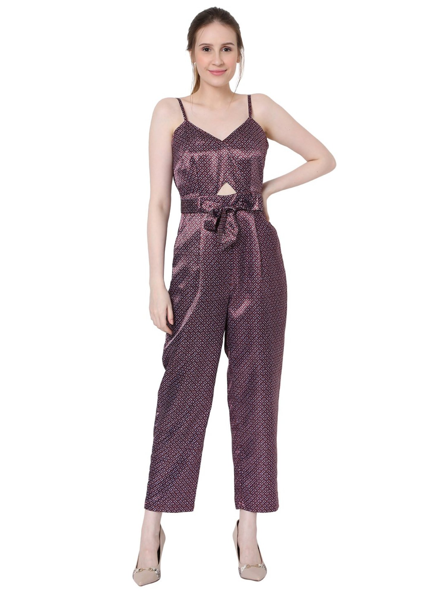 Vero Moda Wine Printed Jumpsuit