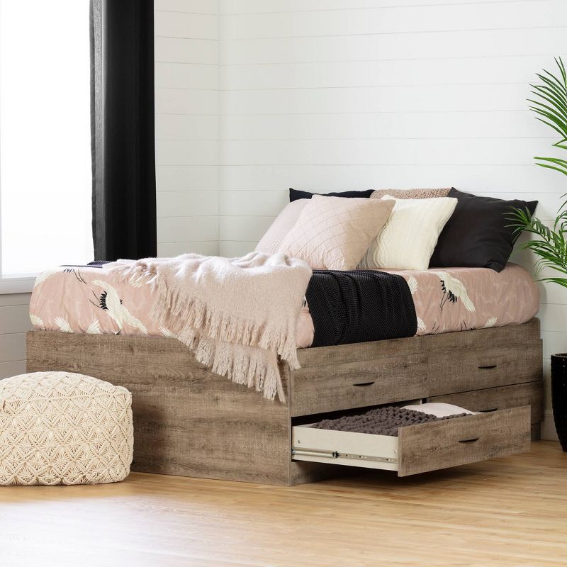 Full Step One Captain Bed with 4 Drawers Oak - South Shore