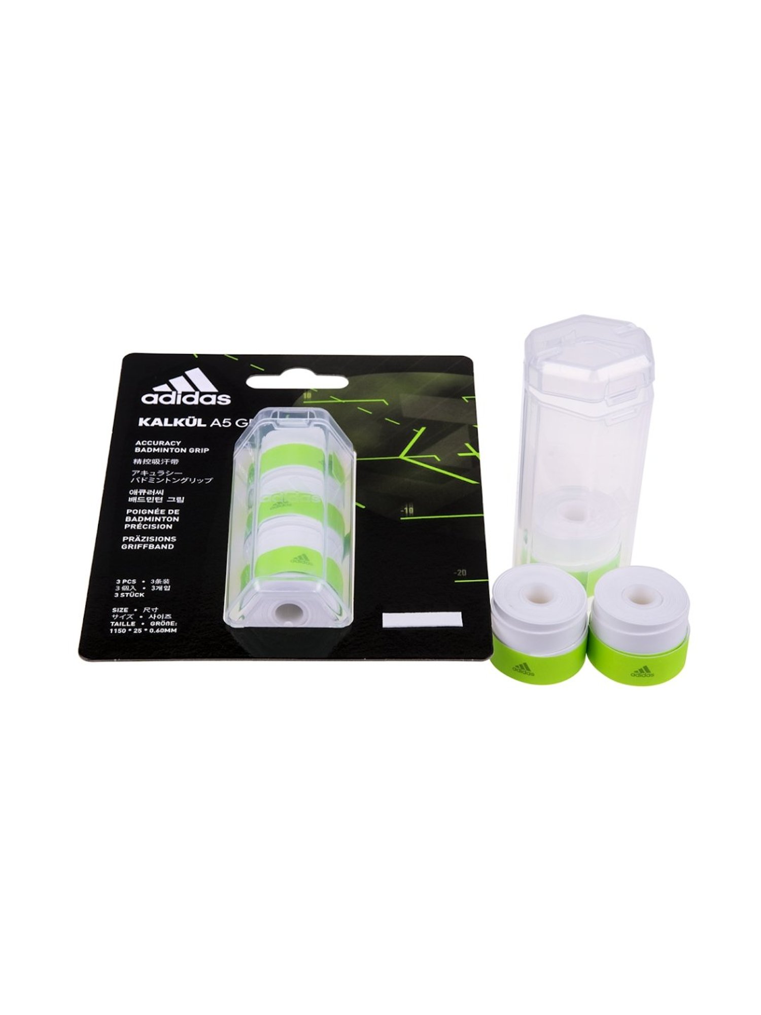 Adidas Kalkul A5 White Badminton Racquet Overgrips (Pack of 3)