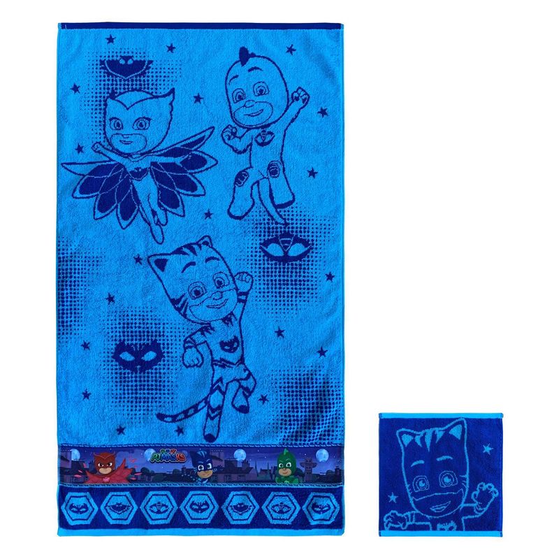 2pc PJ Masks Rooftop Powers Bath Towel and Washcloth Set