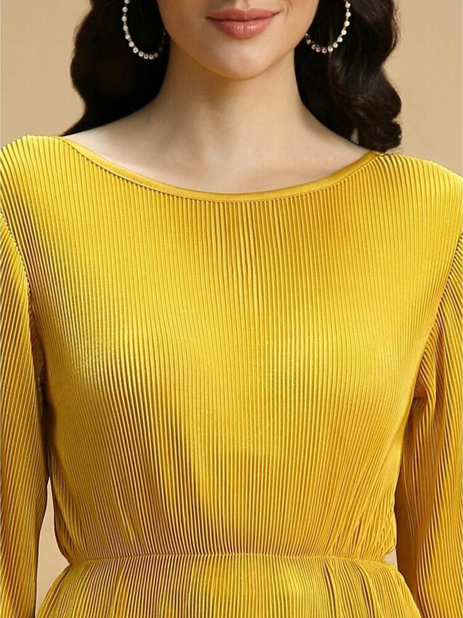 Forever 21 Yellow Pleated Top