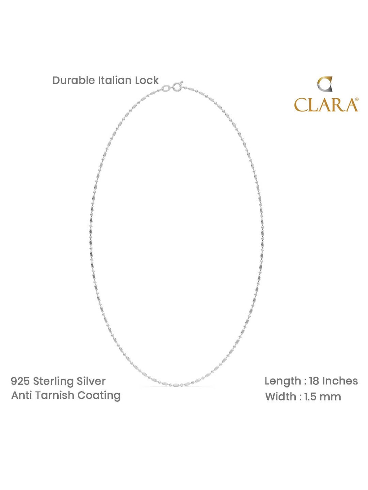 Clara 925 Sterling Silver Designer Chain Necklace in 18-inches for Women & Girls