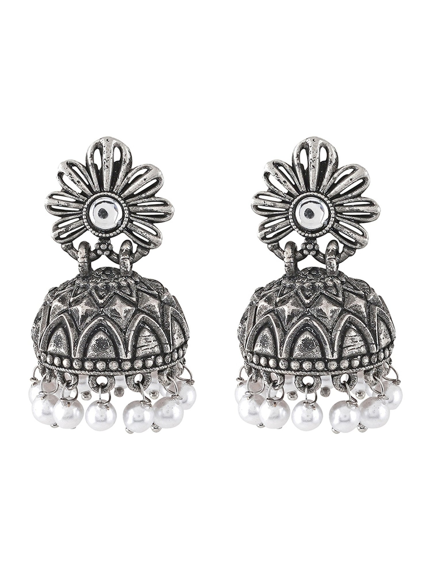 Teejh Ethnic Kritikaa Silver Oxidized Jhumki Earring