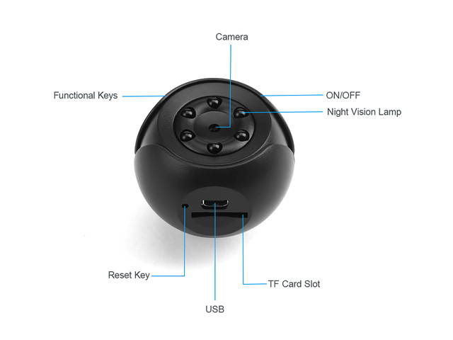 FirstPower Mini Surveillance Wireless Camera 360&deg; Outdoor webcam 1080P IP Camcorder Night Vision Ultra-Precision Technology Lens