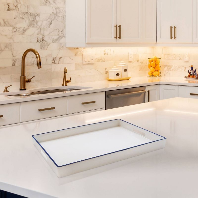 Trina Turk Rectangle Tray - White & Blue