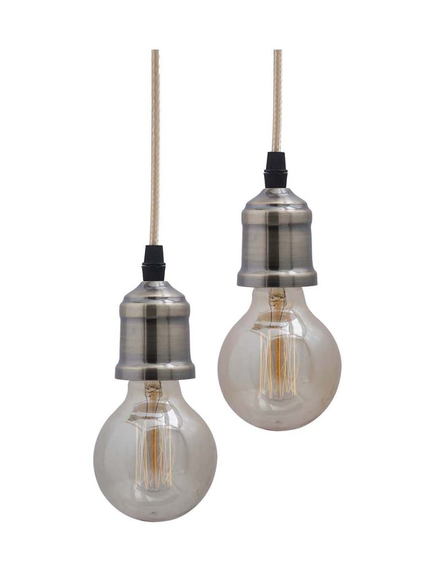 Homesake Antique Brass Metal Bulb Holders - Set of 2 (Bulb not included)