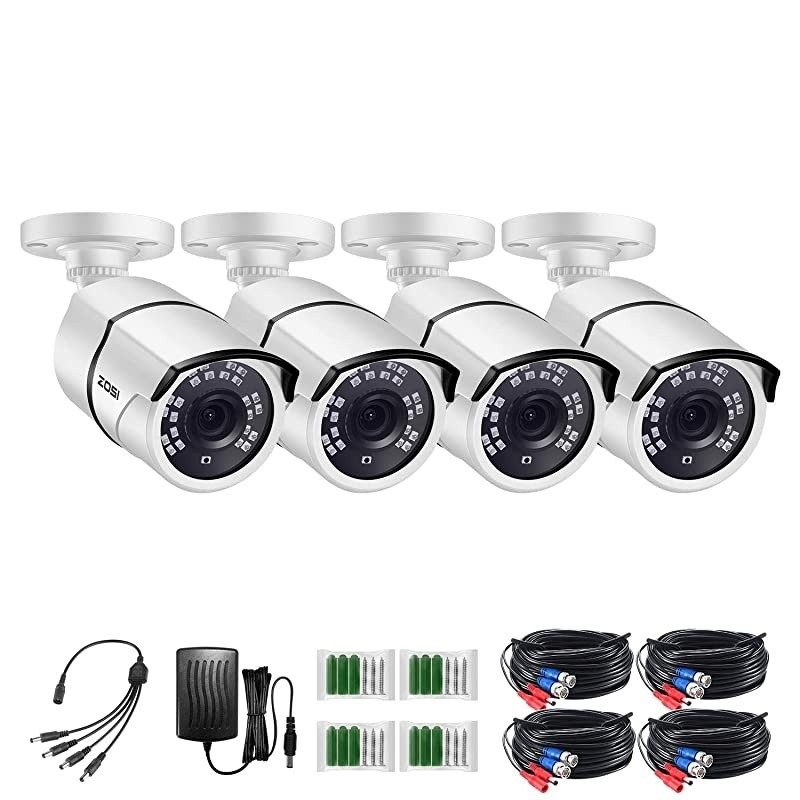 4 Pack 2MP 1080p HD-TVI Home Security Camera Outdoor Indoor 1920TVL,36PCS LEDs,120ft Night Vision, 105&deg;View Angle, Weatherproof Surveillance CCTV Bullet Camera