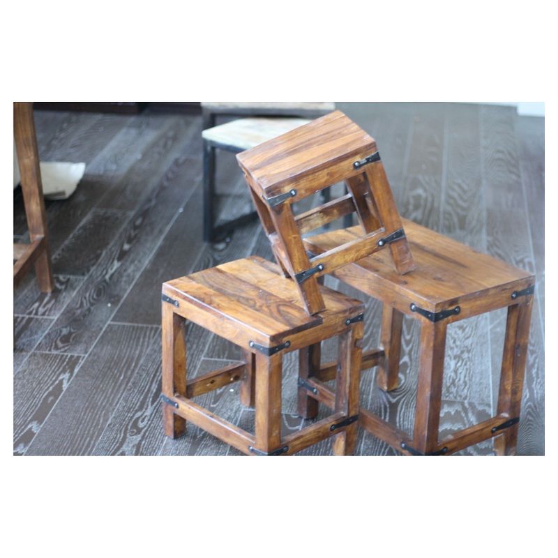 3pc Handcrafted Rustic Nesting Tables Natural - Timbergirl