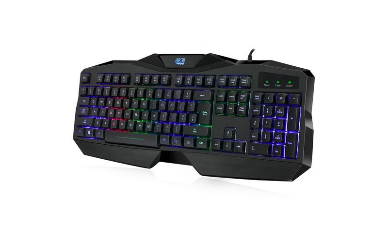 Adesso Gaming Illuminated Keyboard - Cable Connectivity - USB Interface - 104 Key - English (US) - Windows - Membrane Keyswitch - Black