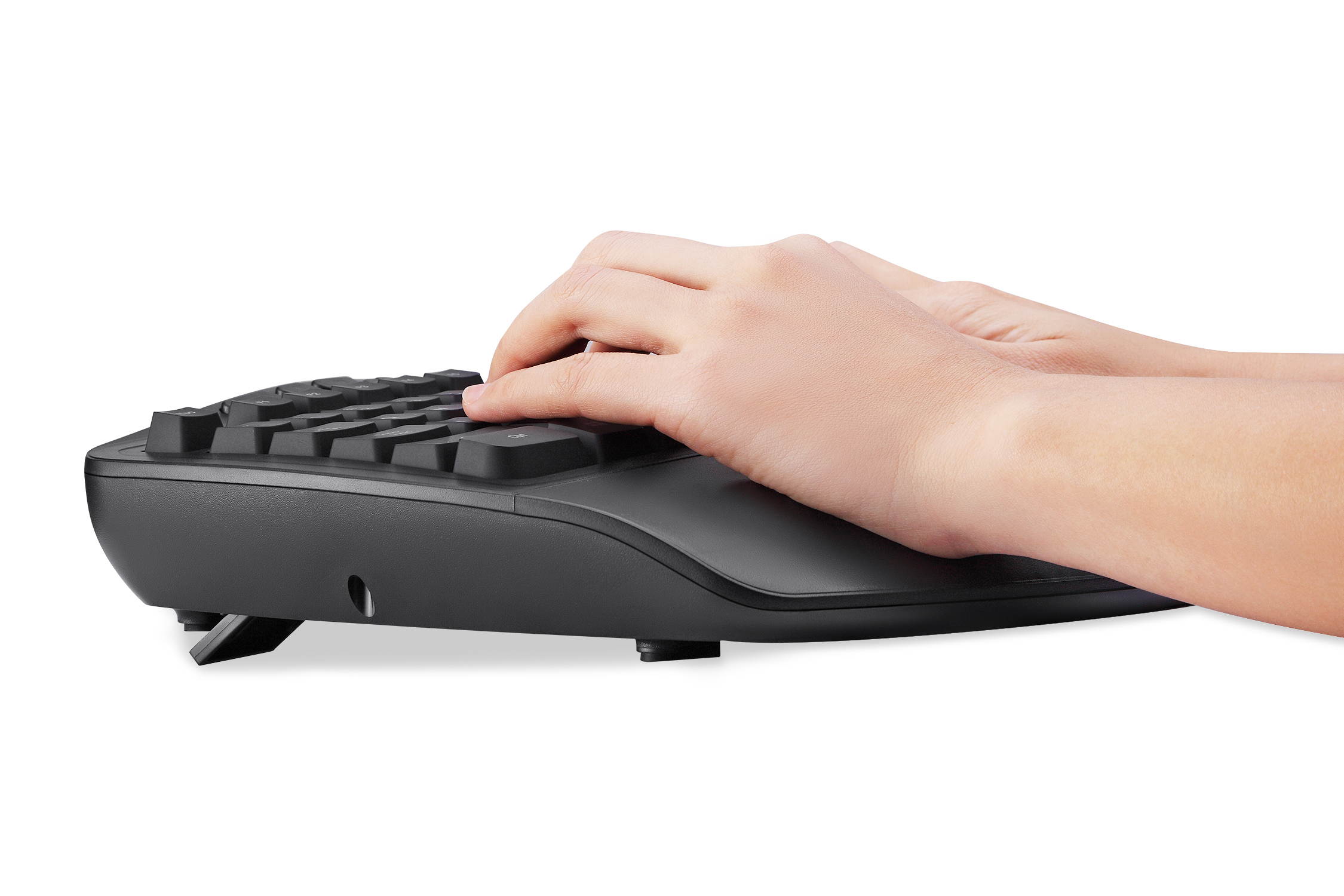 Perixx PERIBOARD-312 Ergonomic Backlit Keyboard - Wired USB with 2 Hubs - Natural Ergonomic Split Design - White LED - Black