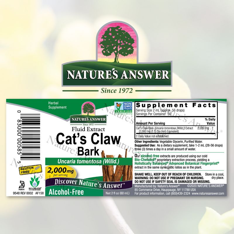 Nature's Answer Supports Healthy Joint, Cat's Claw Inner Bark Liquid-2oz