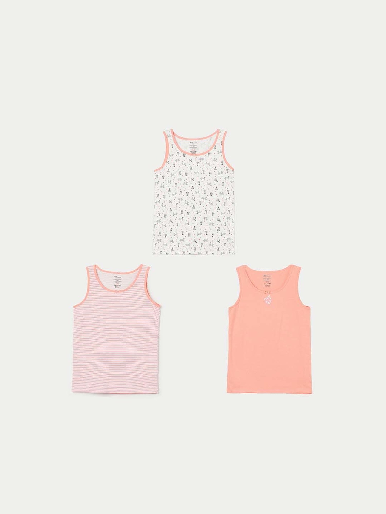 Fame Forever by Lifestyle Kids Multicolor Cotton Printed Tank (Pack of 3) - Assorted