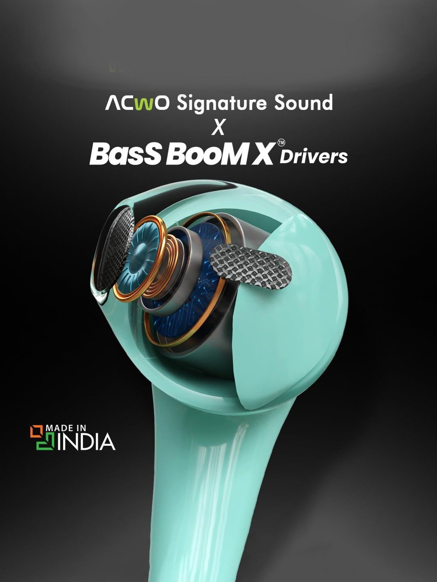 ACwO DwOTS 515 In Ear BT Earbuds with 50H Playtime, AI-ENC Technology (Aqua Blue, True Wireless)