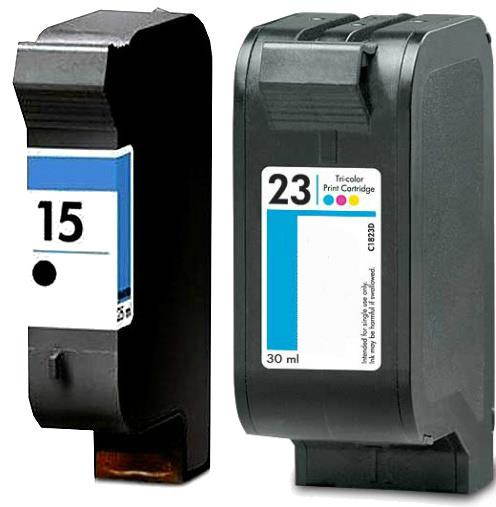 HouseOfToners  Replacement for HP 15 & 23 (C6615DN/C1823D) Ink Cartridges 2PK - 1 Black, 1 Color