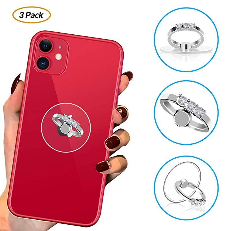 Three Pack-Clear Diamond Ring Phone Holder Grip for Smartphones,Tablets,Pads