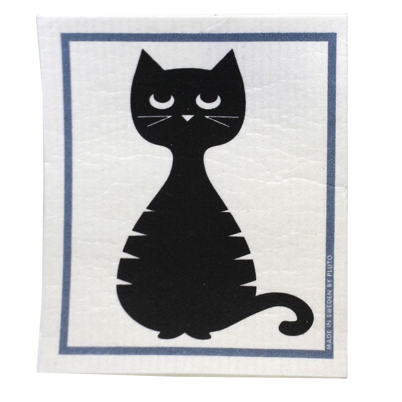 Swedish Dish Cloth 7.75" Black Cats & Dodgy Cat Eco-Friendly Absorbant  -  Dish Cloth