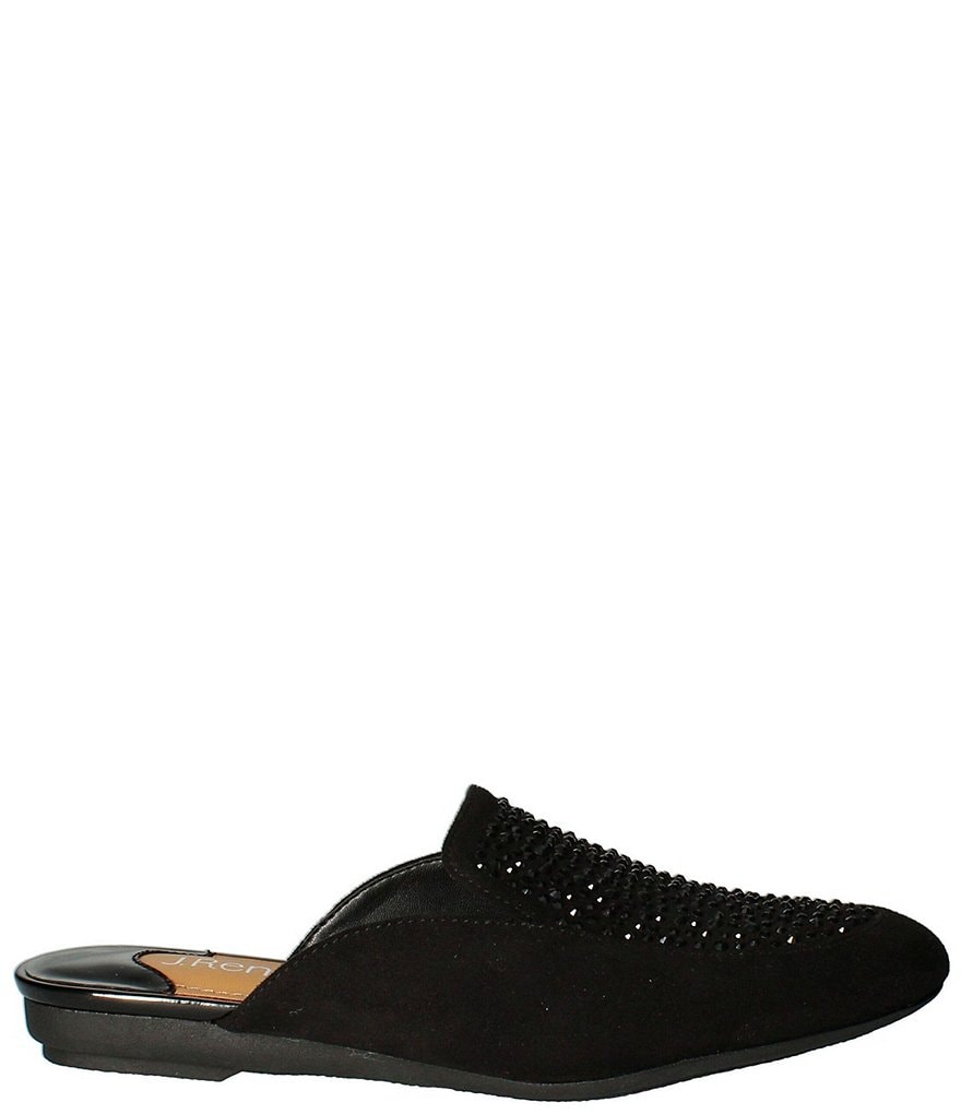 J. Renee Haziza Faux Suede Fabric Rhinestone Mules