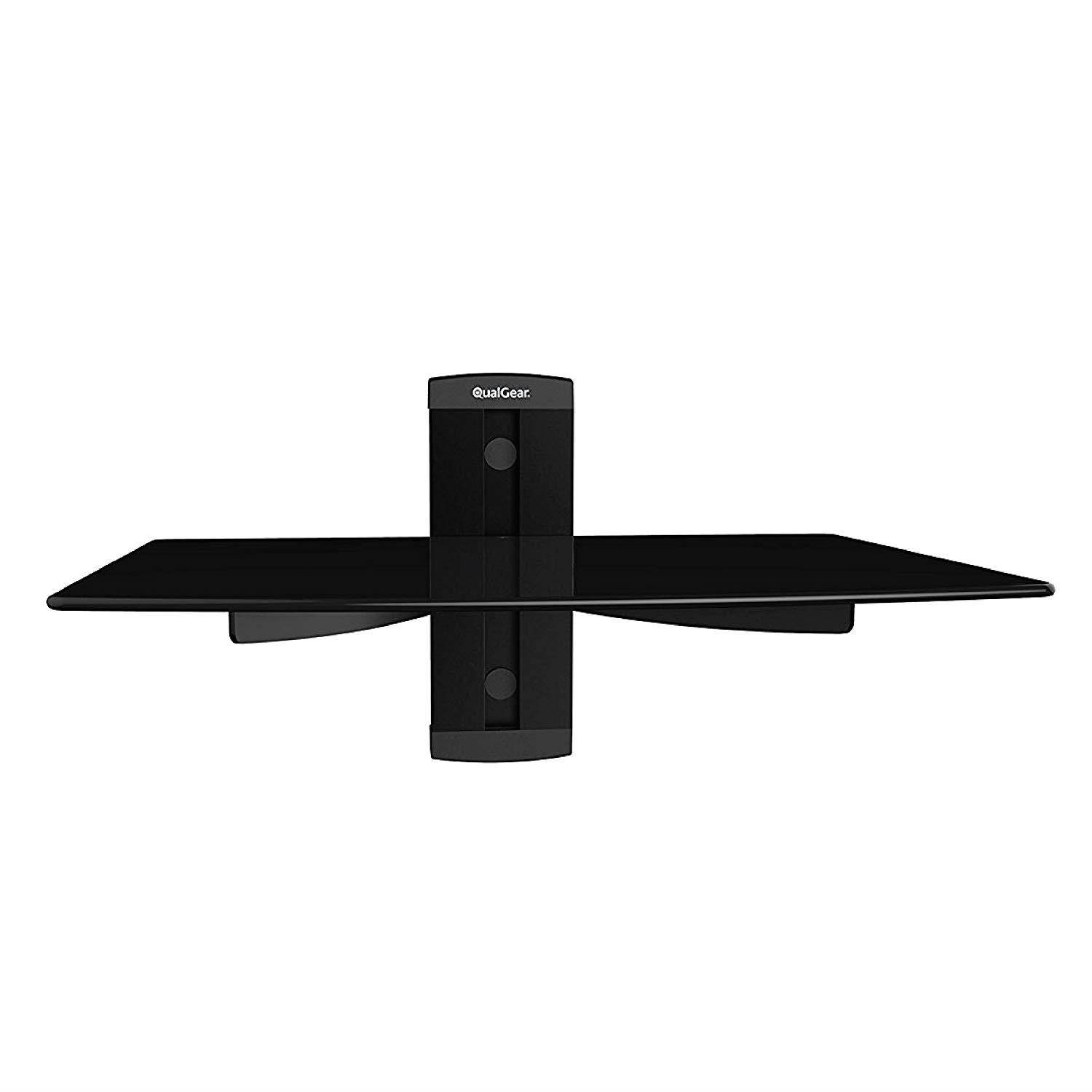 QualGear UL Listed Universal Single Shelf Wall Mount for A/V Components, Black (QG-DB-001-BLK)