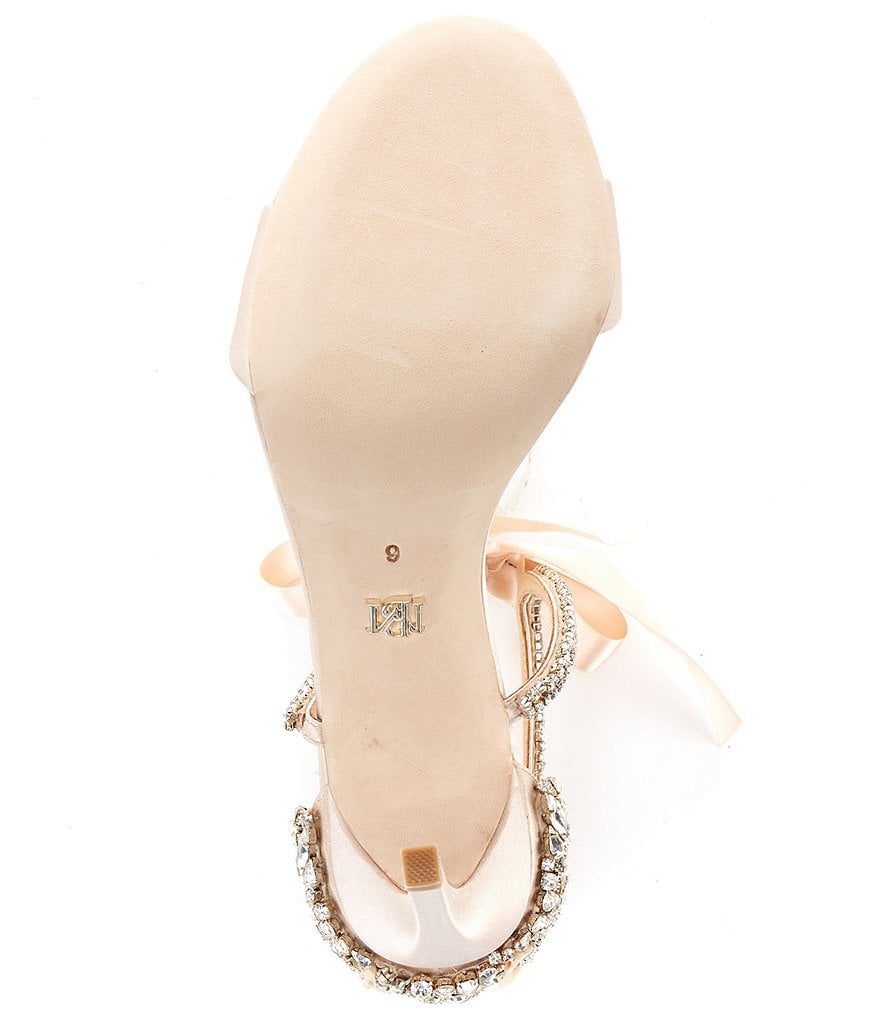 Badgley Mischka Bonita Crystal Embellished Satin Dress Sandals