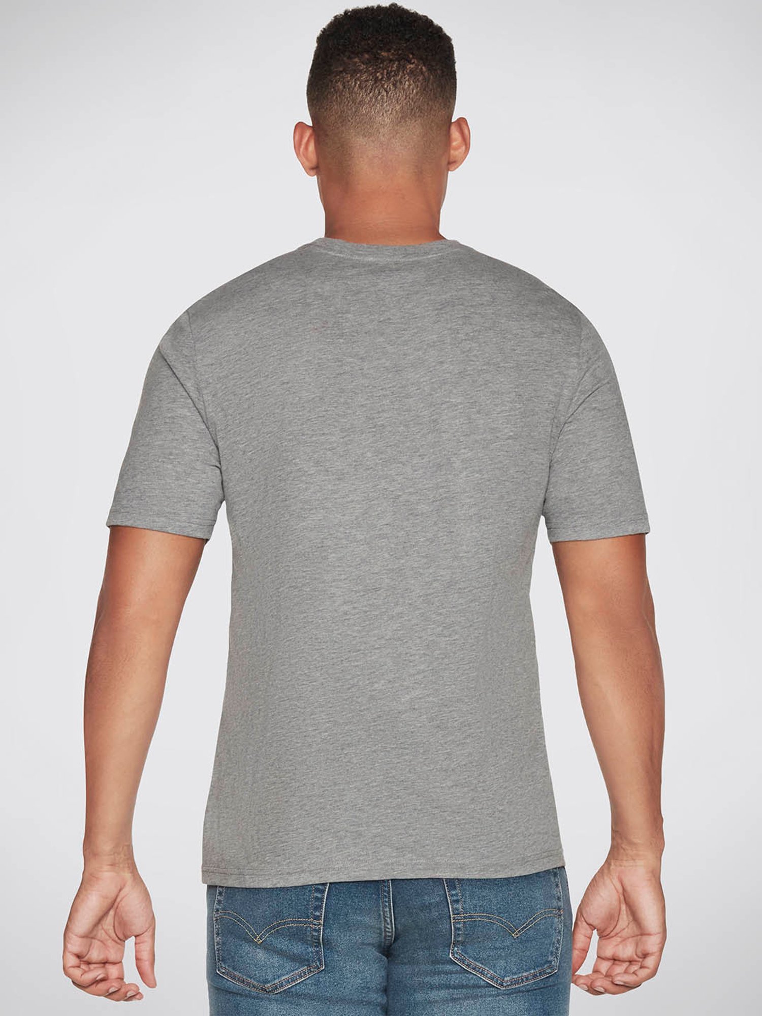 Skechers Grey Relaxed Fit Printed Crew T-Shirt