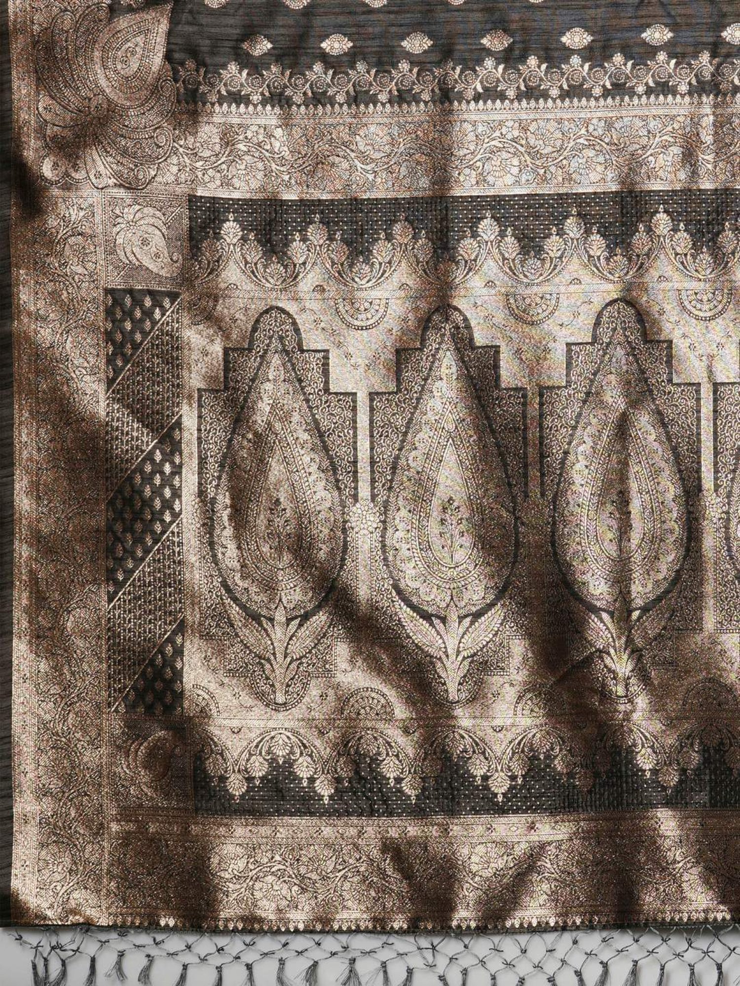 Saree Mall Grey Woven Saree With Unstitched Blouse