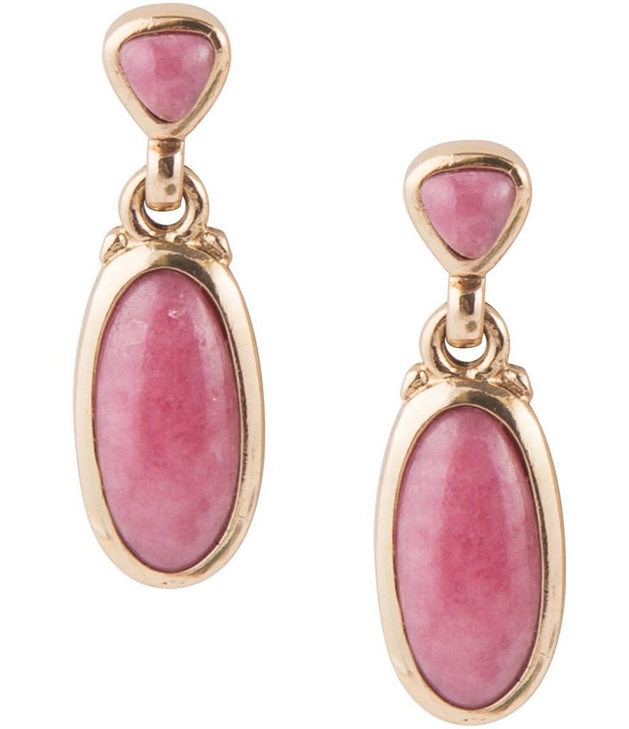 Barse Bronze and Rhodonite Drop Earrings