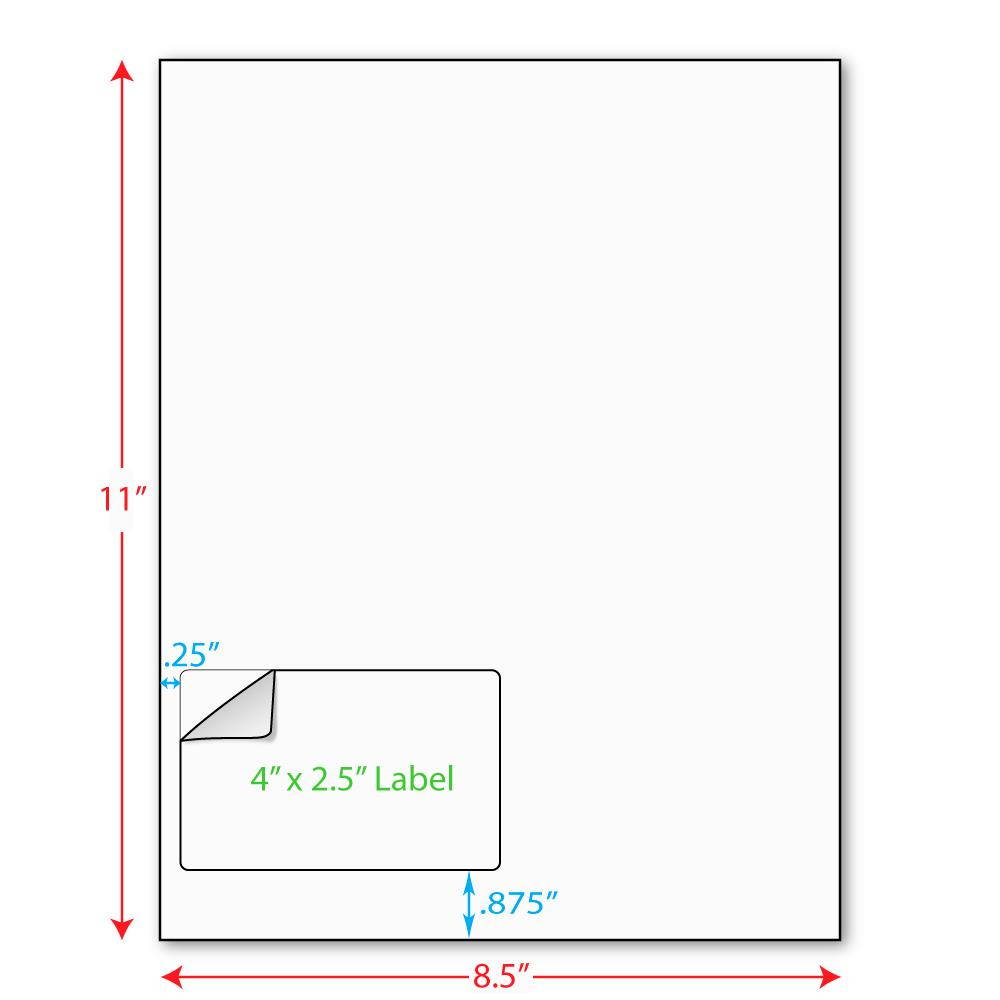 4" x 2-1/2" (4" x 2.5") Integrated Laser Label Form Sheet, 1 Label Left Edge (Lot of 250)
