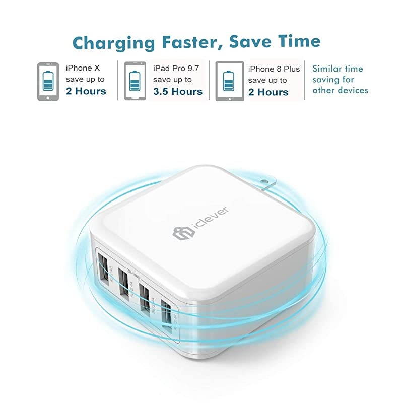 USB Wall Charger 40W 8A 4Port Charging Station with Foldable Plug USB Power Adapter for iPhone 11 Pro XsXS MaxXRX87iPad ProAir 2Mini 43 GalaxyNoteEdge LG Nexus HTC and More