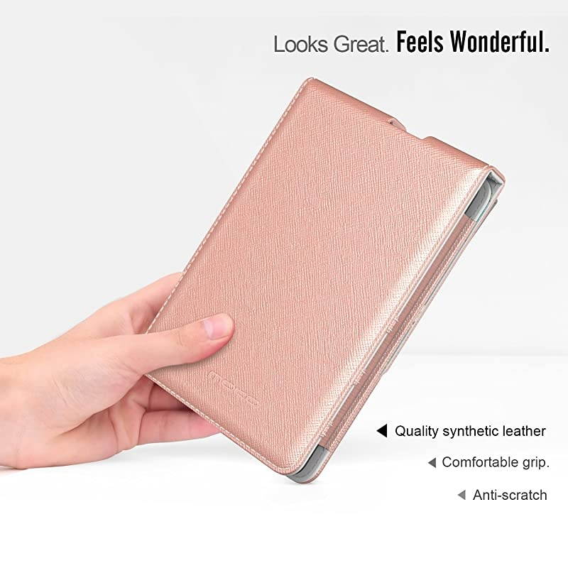 Case Fits Kindle Paperwhite (10th Generation, 2018 Releases), Premium Vertical Flip Cover with Auto Wake/Sleep Compatible for  Kindle Paperwhite 2018 E-Reader - Rose Gold