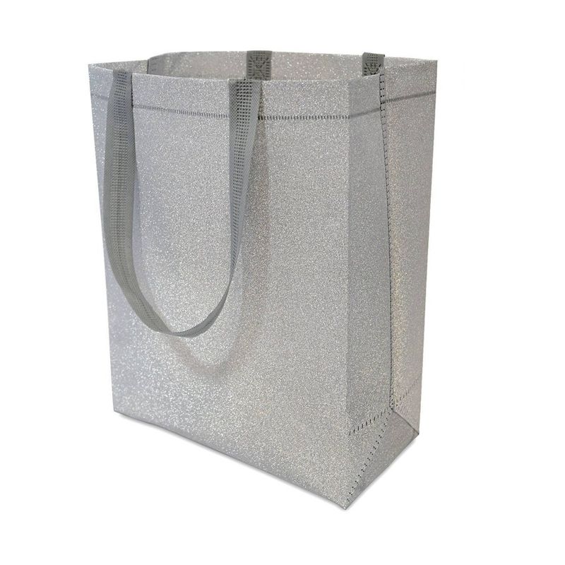 12pc Glitter Gift Bags Silver