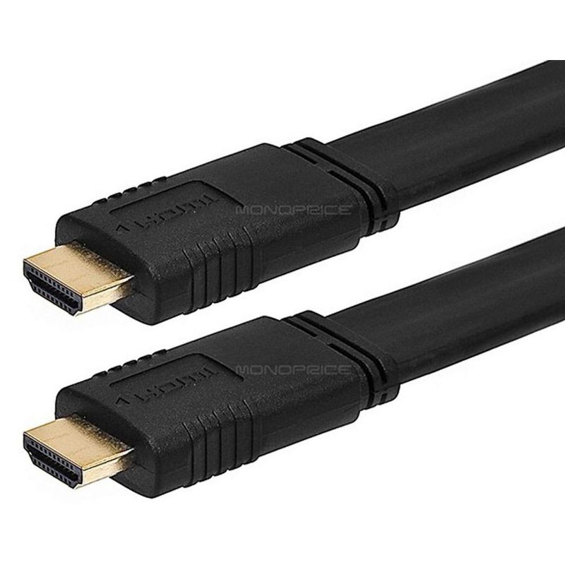 Monoprice Commercial Series Flat High Speed HDMI Cable, 4K @ 24Hz, 10.2Gbps, 24AWG, CL2, 15ft, Black