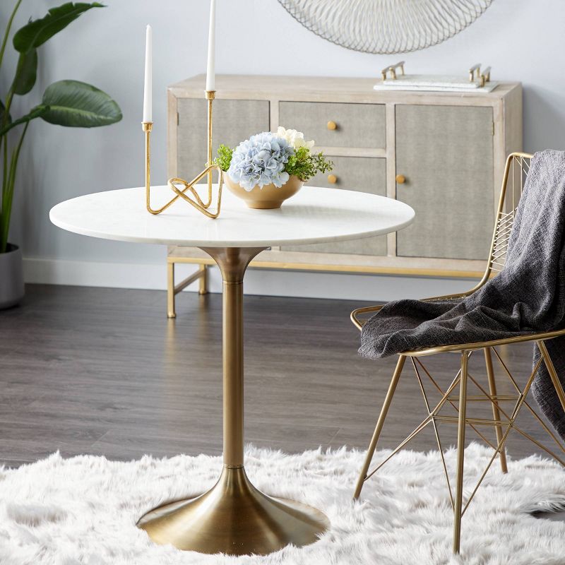 Contemporary Marble Dining Table White - Olivia & May