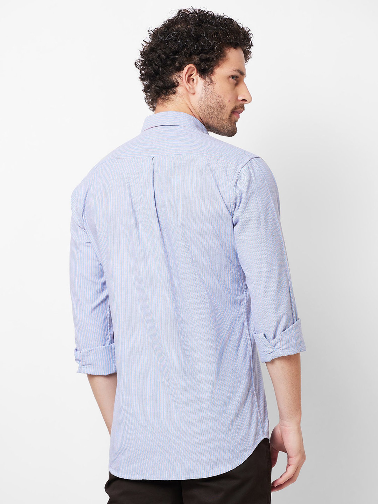 Kenneth Cole New York Blue Slim Fit Striped Shirt