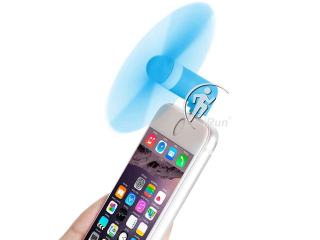 Portable Cell Phone Mini Electric Fan Cooling Cooler for iPhone SE/5s/6/6s 7plus & Android Samsung HTC Sony LG Phones, 2-in-1 (Micro USB+Lightning 8P), Blue