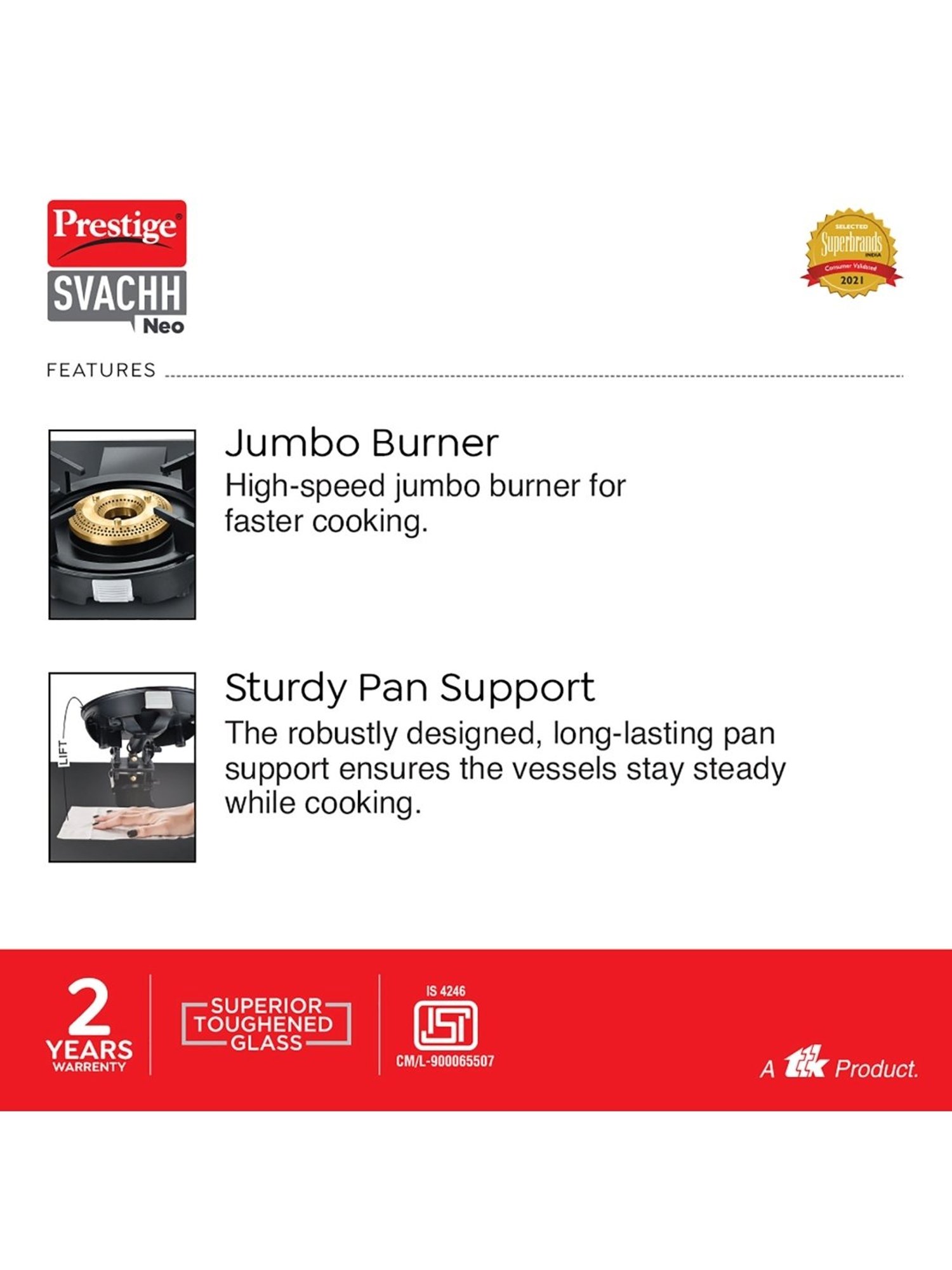 Prestige Svachh Neo GTSN 04 L Black Glass Gas Stove With Liftable 4 Burners