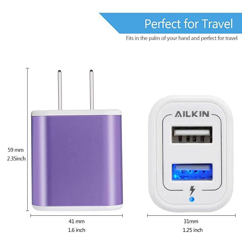Charger Box USB Wall Charger  DualPort 5V21A Travel Charger 2 Pack Charging Adapter Compatible with Xs XS Max XR X 8 7 Plus LG HTC Galaxy S9 S8 Note 8 and More