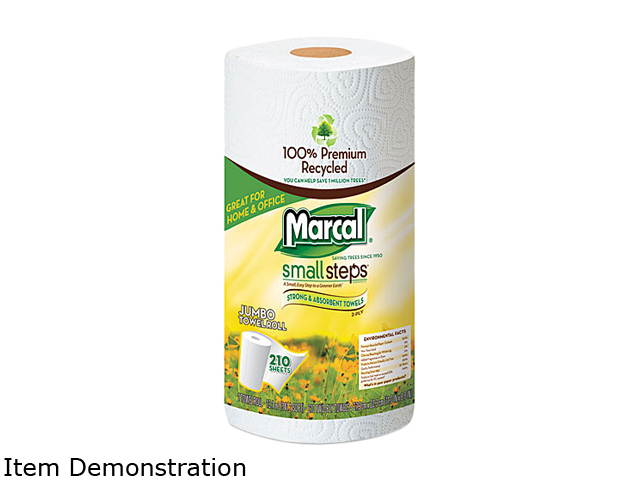 Marcal Small Steps 6181PK 100% Premium Recycled Giant Roll Towels, 5-3/4 x 11, 140/Roll, 6/Pack