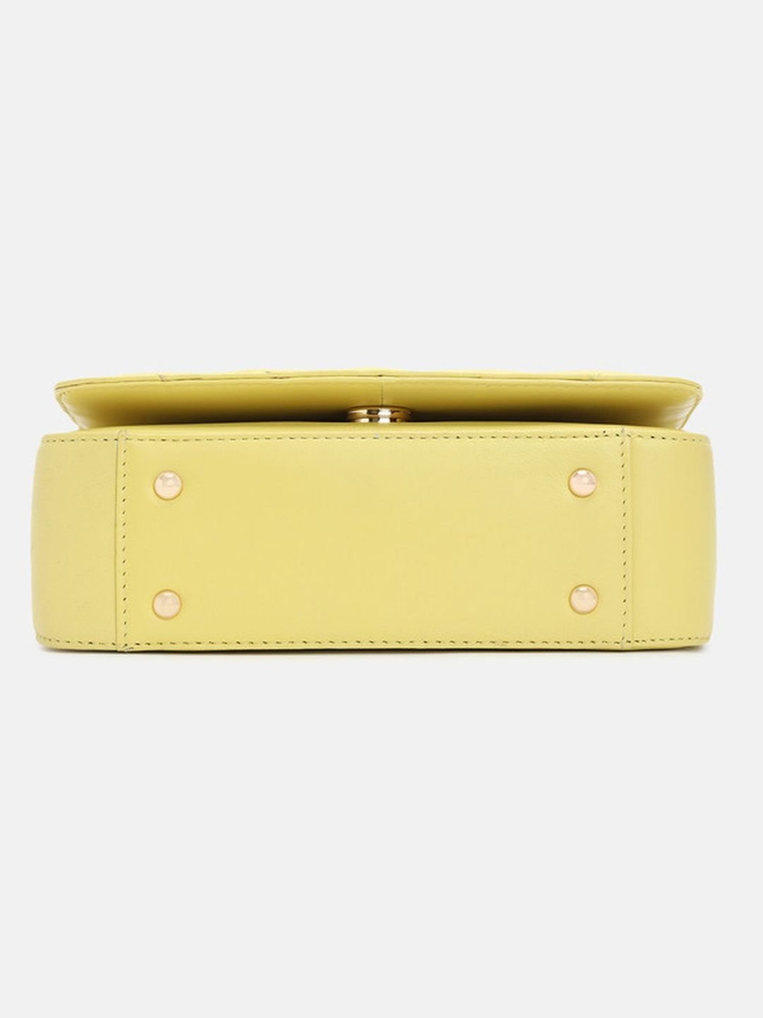 BAGATT Yellow Leather Quilted Sling Handbag