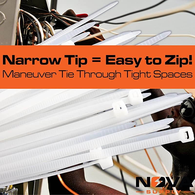 White Zip Ties Multisize Set of 150 HighStrength Cable Tie Pack Has 50x 8 10 12 inch UVResistant Nylon Fasteners Durable Wraps For Storage Organization and Wire Management