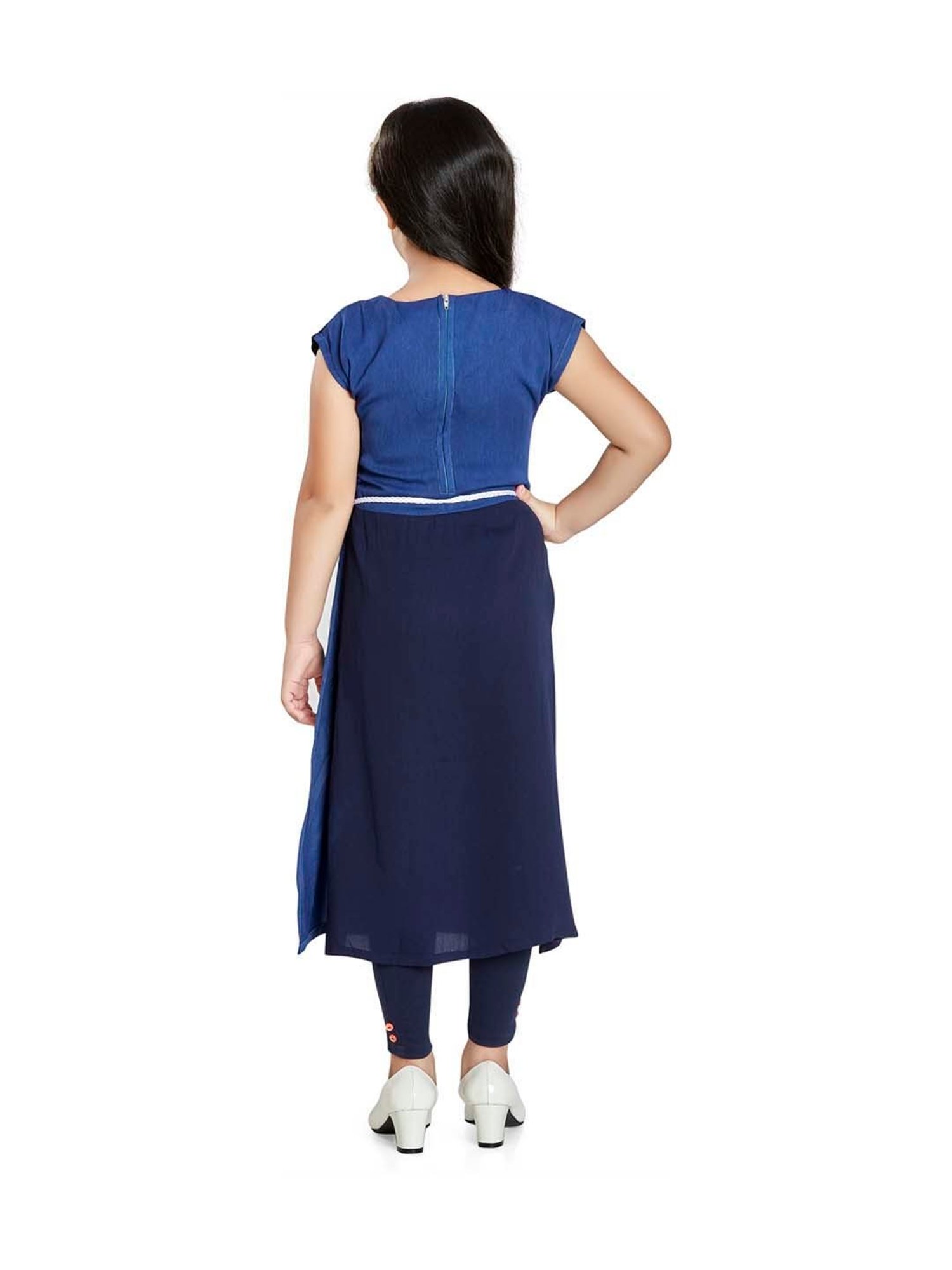 Peppermint Kids Navy Regular Fit Kurta Set