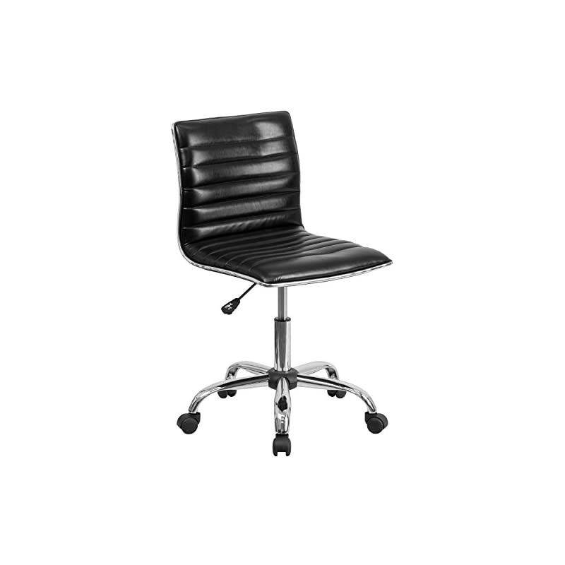 Low Back Designer Armless Black Ribbed Swivel Task Office Chair